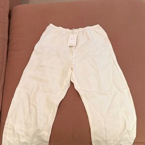 Donni Crème Simple Linen Pants